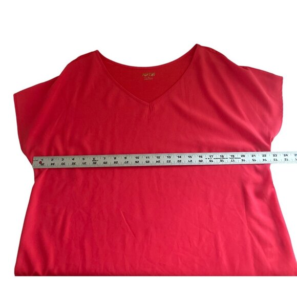 APT. 9 Women's Salmon V-Neck Short Sleeve Top XL Polyester/Rayon - Picture 7 of 8